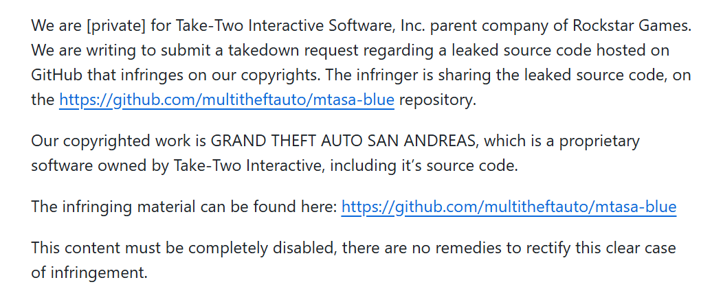 The DMCA takedown notice